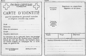 Modèle de carte d'identité pour les membres du personnel sanitaire et religieux